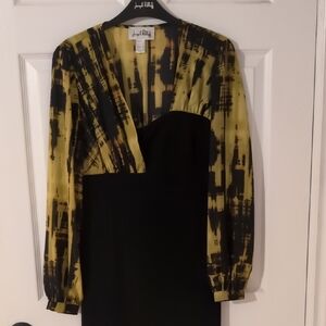 Joseph Ribkoff Artistic Black and Yellow Dress